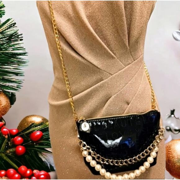 YSL Crossbody SHINY BLACK PEARL GOLD SILVER chains added - Picture 7 of 15